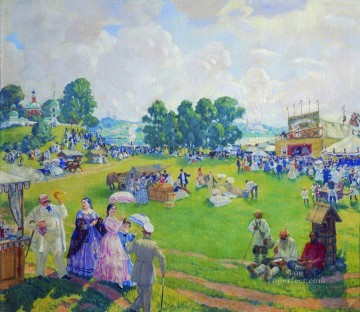 holiday in the countryside 1917 Boris Mikhailovich Kustodiev Oil Paintings